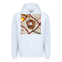 White baseball glove and bat seamless pattern Premium Hoodie - BundleAndBundleShop