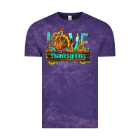 Cloud Purple Love Thanksgiving with Turkey Vintage Tee - texasbilliewilder