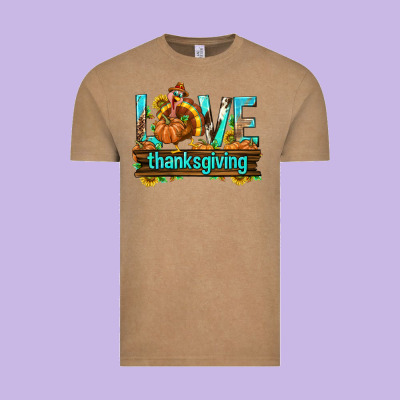 Love Thanksgiving With Turkey Vintage Tee Designed By Texasbilliewilder