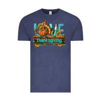 Vintage Denim Love Thanksgiving with Turkey Vintage Tee - texasbilliewilder