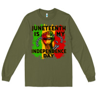 Army Green juneteenth is my independence day cowgirl Long Sleeve Tee - CowGirlArtShop