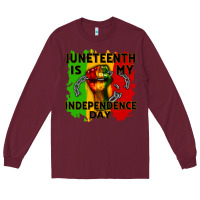 Burgundy juneteenth is my independence day cowgirl Long Sleeve Tee - CowGirlArtShop