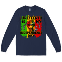 Navy juneteenth is my independence day cowgirl Long Sleeve Tee - CowGirlArtShop
