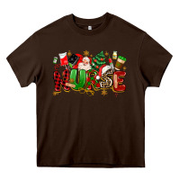 Chocolate Brown christmas  nurse Heavy Core Tee - MaliasSmallBusiness