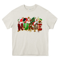 Cream christmas  nurse Heavy Core Tee - MaliasSmallBusiness