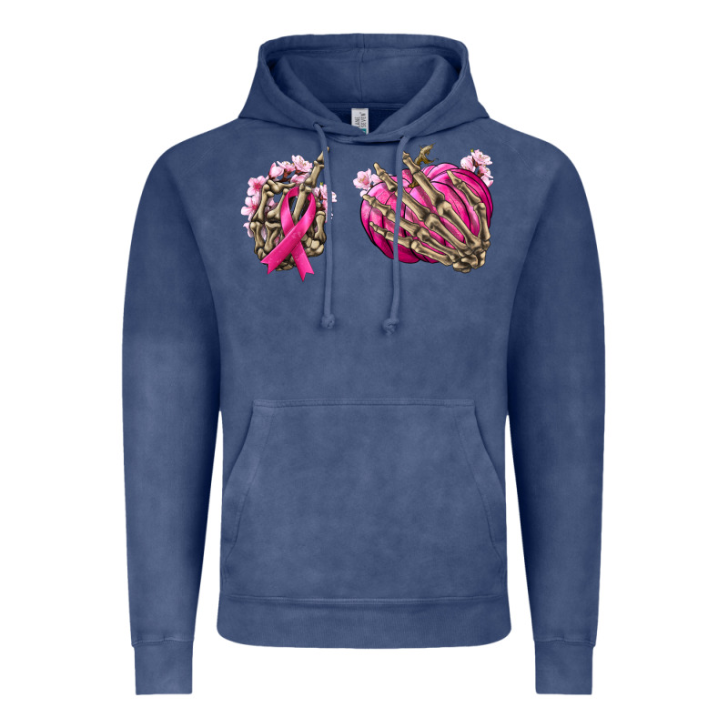 Breast Cancer Skeleton Hands Vintage Hoodie by NancyCooperArtShop | Teevron