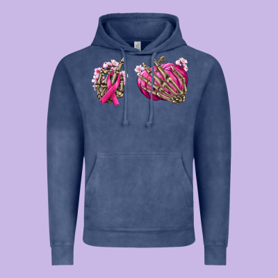 Breast Cancer Skeleton Hands Vintage Hoodie Designed By Nancycooperartshop