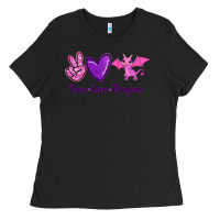 Black Peace Love Dragons Ladies Tee - RanaPortraitStore
