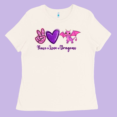 Peace Love Dragons Ladies Tee Designed By Ranaportraitstore