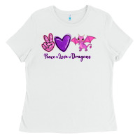 White Peace Love Dragons Ladies Tee - RanaPortraitStore