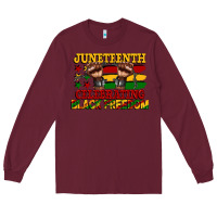Burgundy juneteenth celebrating black freedom Long Sleeve Tee - CowGirlArtShop