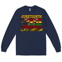 Navy juneteenth celebrating black freedom Long Sleeve Tee - CowGirlArtShop