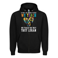 Black Autism Awareness Teacher Zipper Hoodie - CowhideDigitalArt