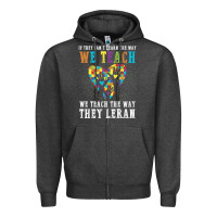 Charcoal Heather Autism Awareness Teacher Zipper Hoodie - CowhideDigitalArt