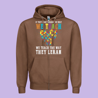 Autism Awareness Teacher Zipper Hoodie Designed By Cowhidedigitalart