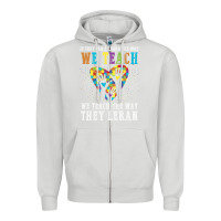 Dove Grey Autism Awareness Teacher Zipper Hoodie - CowhideDigitalArt