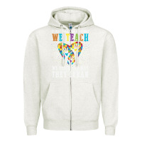 Oatmeal Heather Autism Awareness Teacher Zipper Hoodie - CowhideDigitalArt