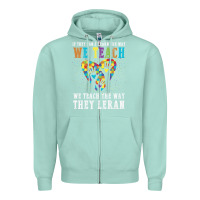 Seafoam Autism Awareness Teacher Zipper Hoodie - CowhideDigitalArt