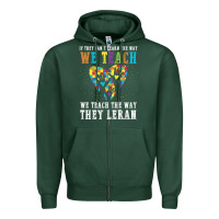 Sports Green Autism Awareness Teacher Zipper Hoodie - CowhideDigitalArt