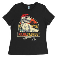 Nanasaurus T Rex Dinosaur Nana Saurus Family Matching Ladies Tee | Teevron