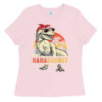 Bubblegum Pink Nanasaurus T Rex Dinosaur Nana Saurus Family Matching Ladies Tee - tuanDangUi