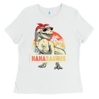 White Nanasaurus T Rex Dinosaur Nana Saurus Family Matching Ladies Tee - tuanDangUi