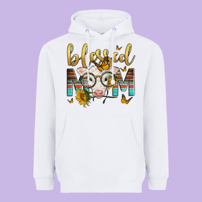 Western Blessed Mom Baby Calf Heavyweight Hoodie Designed By Lillyallendesigns
