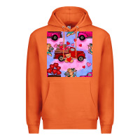 Carrot valentines day truck and cupid in the sky seamless pattern Premium Hoodie - BundleAndBundleShop