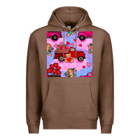 Chestnut valentines day truck and cupid in the sky seamless pattern Premium Hoodie - BundleAndBundleShop