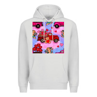 Dove Grey valentines day truck and cupid in the sky seamless pattern Premium Hoodie - BundleAndBundleShop
