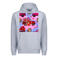 Heather Grey valentines day truck and cupid in the sky seamless pattern Premium Hoodie - BundleAndBundleShop