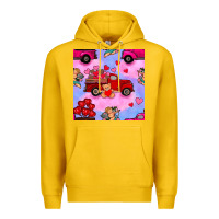 Lemon valentines day truck and cupid in the sky seamless pattern Premium Hoodie - BundleAndBundleShop
