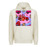 Oatmeal Heather valentines day truck and cupid in the sky seamless pattern Premium Hoodie - BundleAndBundleShop