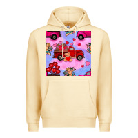 Valentines Day Truck And Cupid In The Sky Seamless Pattern Premium Hoodie | Teevron