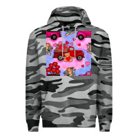 Slate Camo valentines day truck and cupid in the sky seamless pattern Premium Hoodie - BundleAndBundleShop