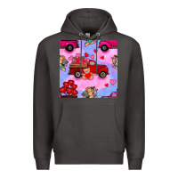 Smoke valentines day truck and cupid in the sky seamless pattern Premium Hoodie - BundleAndBundleShop