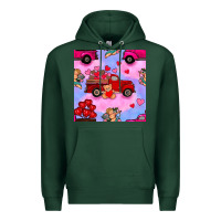 Sports Green valentines day truck and cupid in the sky seamless pattern Premium Hoodie - BundleAndBundleShop