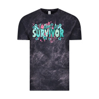 Cloud Black I am a survivor teal ribbon Ovarian Cancer Vintage Tee - NancyCooperArtShop