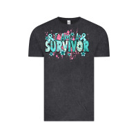 Vintage Black I am a survivor teal ribbon Ovarian Cancer Vintage Tee - NancyCooperArtShop