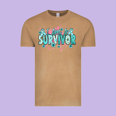 I Am A Survivor Teal Ribbon Ovarian Cancer Vintage Tee Designed By Nancycooperartshop
