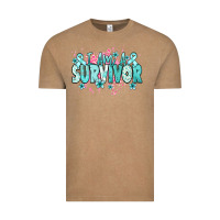 Vintage Coffee I am a survivor teal ribbon Ovarian Cancer Vintage Tee - NancyCooperArtShop