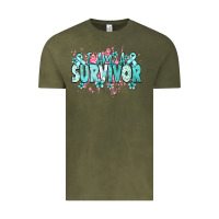 Vintage Olive I am a survivor teal ribbon Ovarian Cancer Vintage Tee - NancyCooperArtShop