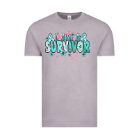 Vintage Zinc I am a survivor teal ribbon Ovarian Cancer Vintage Tee - NancyCooperArtShop