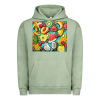 Pigment Oil Green summer fruits Urban Hoodie - BarkalooDesign