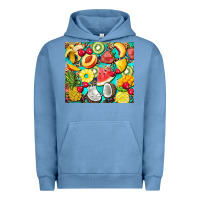 Pigment Pebble Blue summer fruits Urban Hoodie - BarkalooDesign