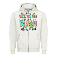 Oatmeal Heather easter he is not here for he has risen just as he Zipper Hoodie - LillyAllenDesigns