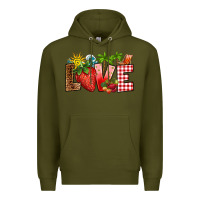 Army Green love strawberry Premium Hoodie - RanaPortraitStore