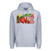 Heather Grey love strawberry Premium Hoodie - RanaPortraitStore