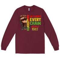 Burgundy juneteenth breaking every chain since 1865 Long Sleeve Tee - CowGirlArtShop