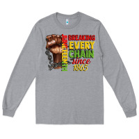 Heather Grey juneteenth breaking every chain since 1865 Long Sleeve Tee - CowGirlArtShop
